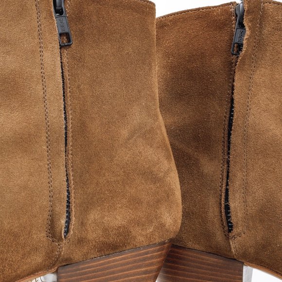 Woman by Common Projects Suede Tobacco Brown Zip Ankle Boots - Picture 7 of 11